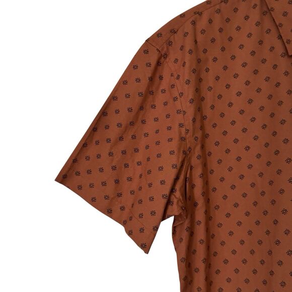 MBX Premium Goods Mens XXL Button Up Shirt Short Sleeve Geometric Brown Black - Picture 7 of 10